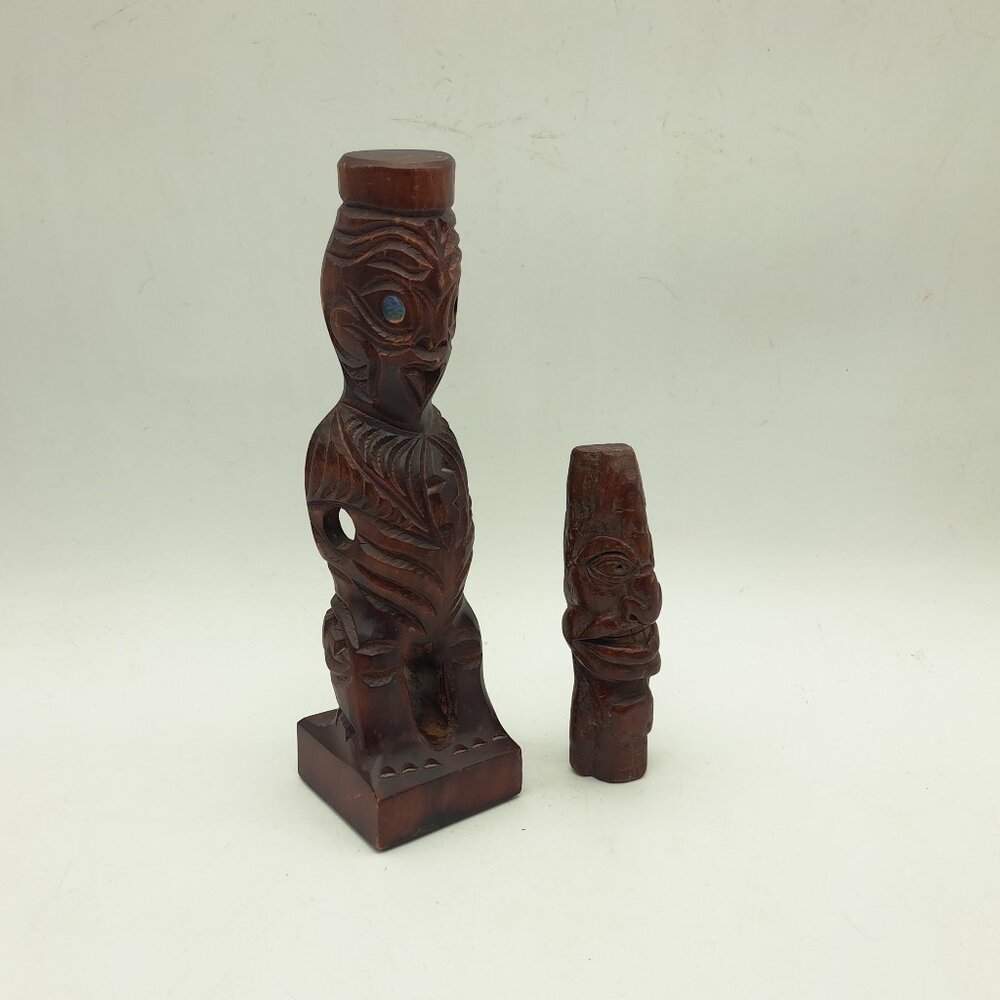 Pair of Maori Statues From New Zealand